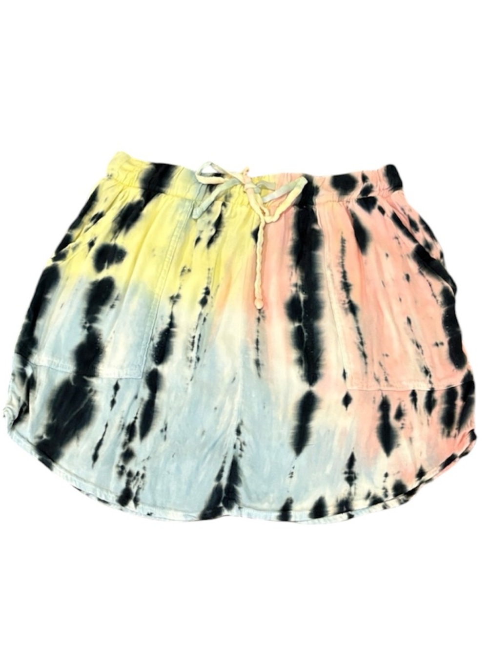 Chaser Brand Tie-Dye Drawstring Boho Summer Surfer Vibes Mini Skirt - XS